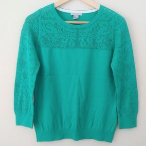 H&M size M crew neck sweater 3/4 sleeve, crochet